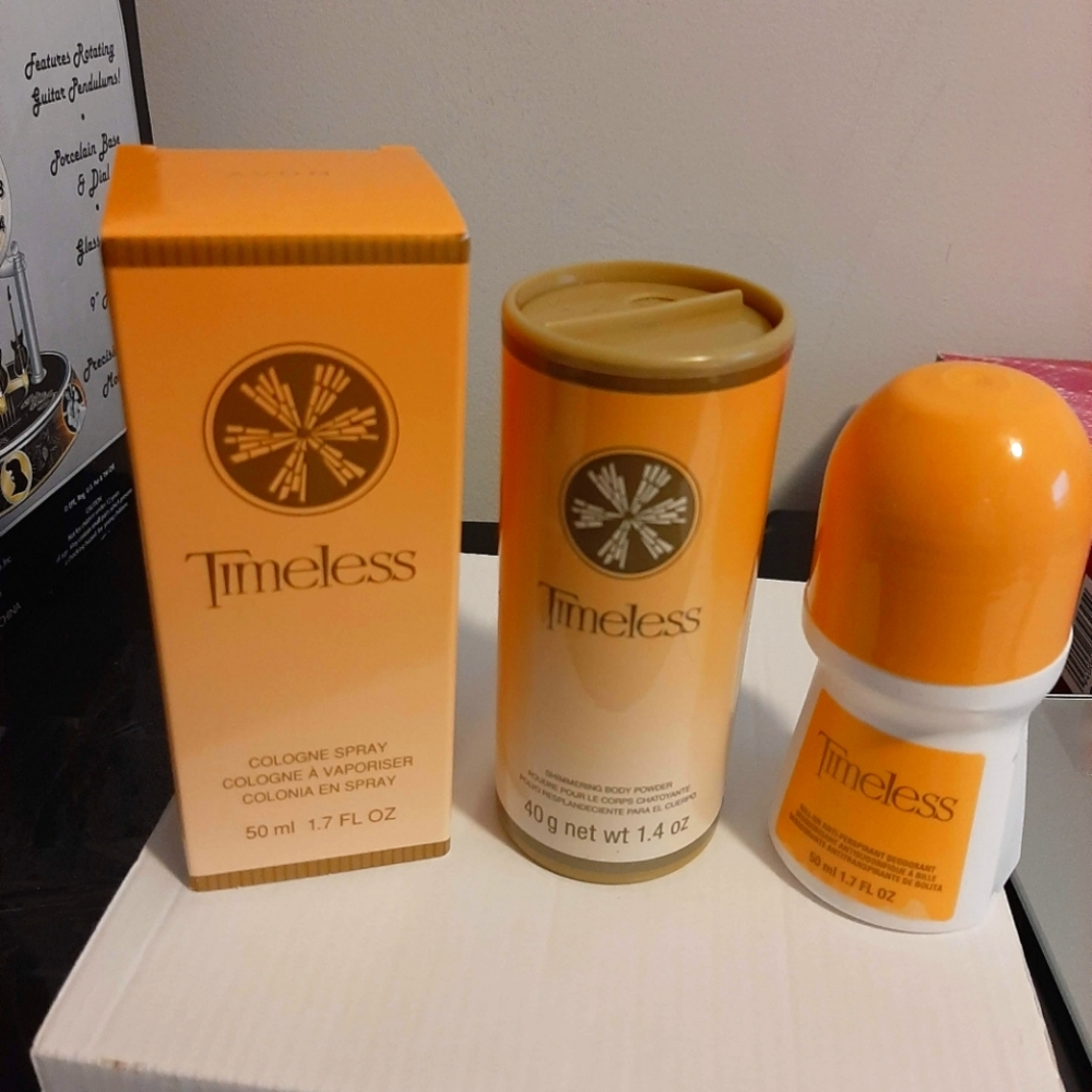 New in box 3 piece Avon Timeless